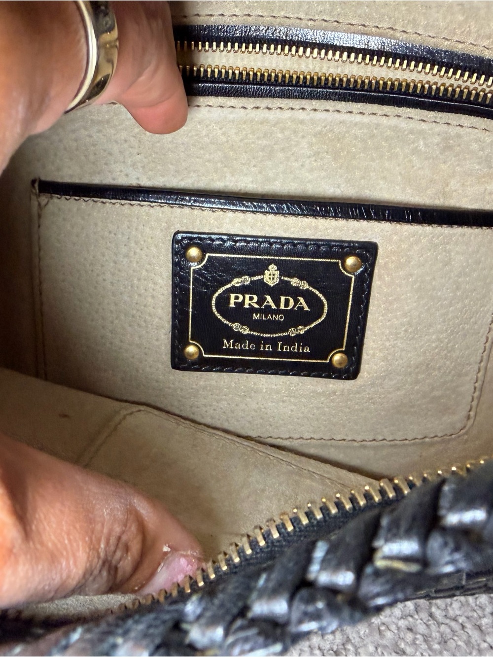 Prada Black Woven Madras Woven Clutch - Picture 3 of 12